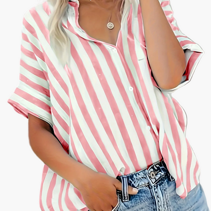 Camicia ampia a righe stile casual da donna - Moda estiva elegante