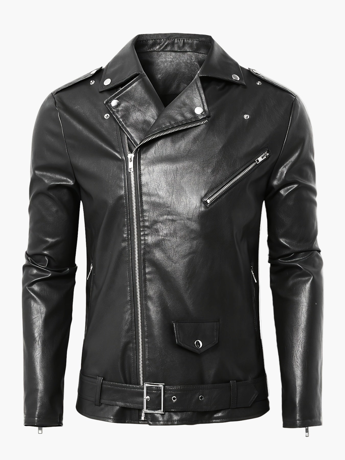 Veste Motard Homme Style Vintage à Fermeture Zippée pour Look Urbain