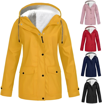 Veste imperméable femme style urbain doublée polaire pour hiver et pluie