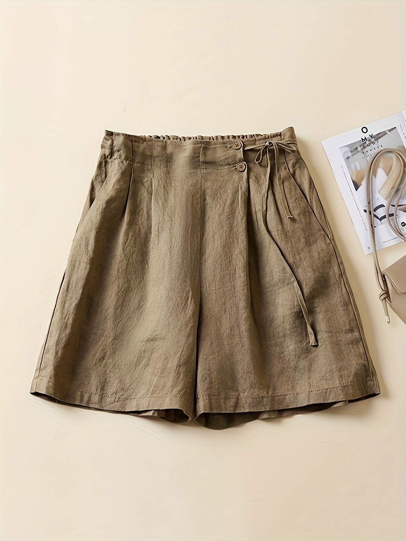 Shorts vita alta donna taglio ampio stile casual estivo