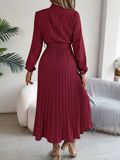 Vestido midi elegante con pliegues para mujer – Estilo refinado y versátil para ocasiones especiales