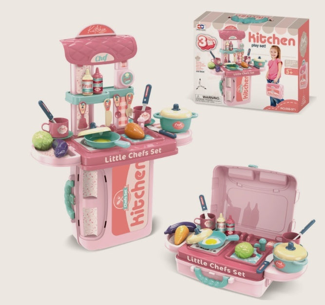 Cuisine de Jeu Éducative pour Enfants – Set de Chef Cuisinier 3-en-1 (Fille/Garçon, 4-6 ans)