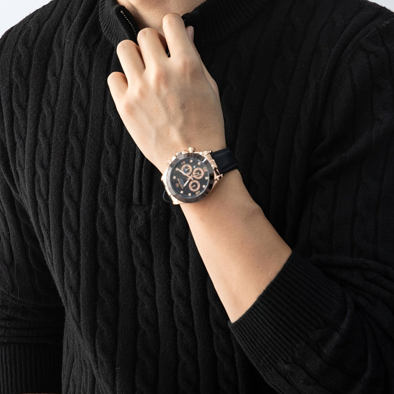 Pull à Col Montant Zippé Homme Style Casual Motif Torsadé pour Automne Hiver