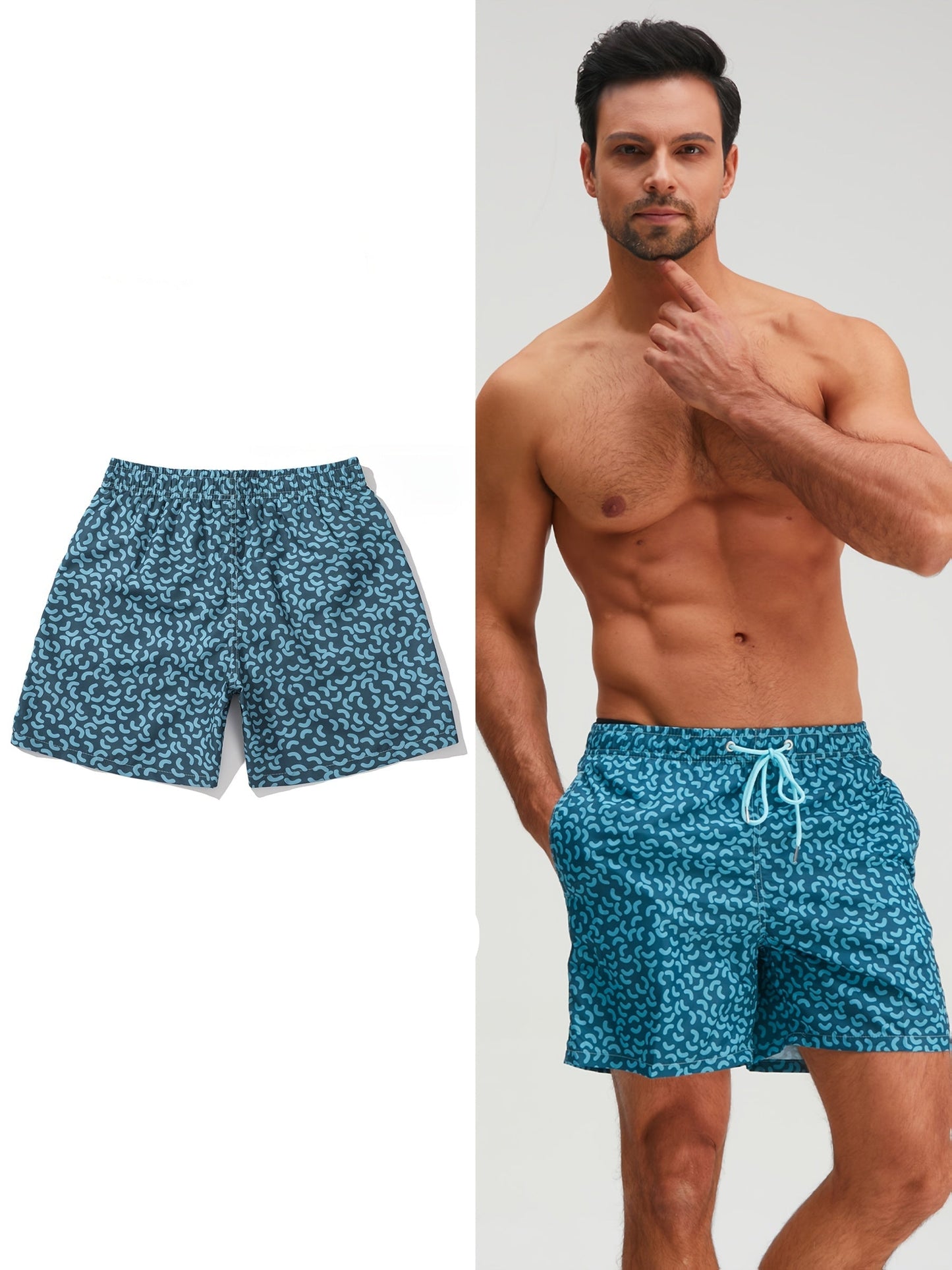Short de bain homme style sportswear motif graphique pour plage et piscine