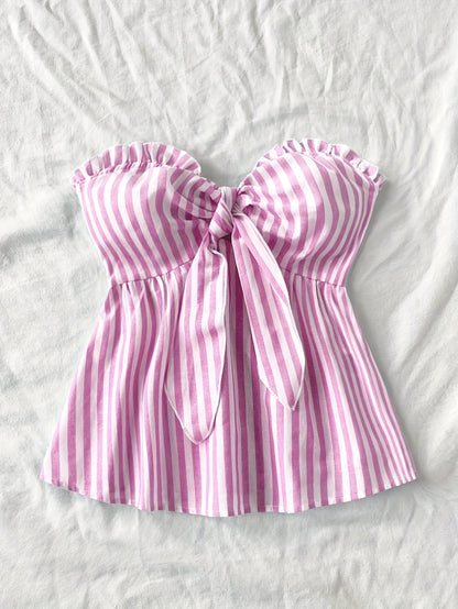 Top bustier met strepen, voorgebonden, casual stijl voor dames