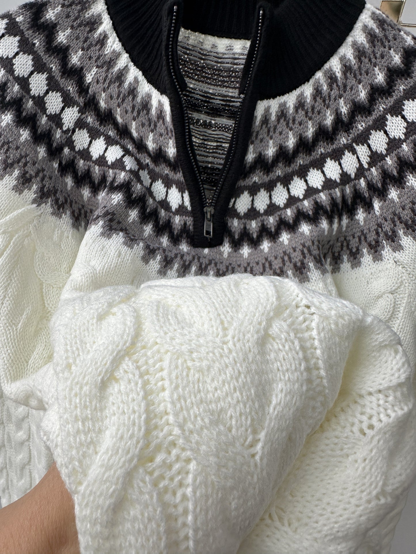 Pull homme à col montant style nordique casual demi-zip pour l'hiver