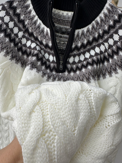 Pull homme à col montant style nordique casual demi-zip pour l'hiver