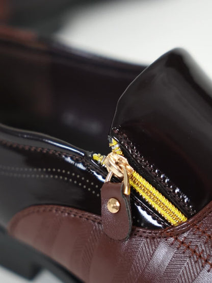 Scarpe eleganti da uomo stile inglese con punta appuntita e chiusura lampo