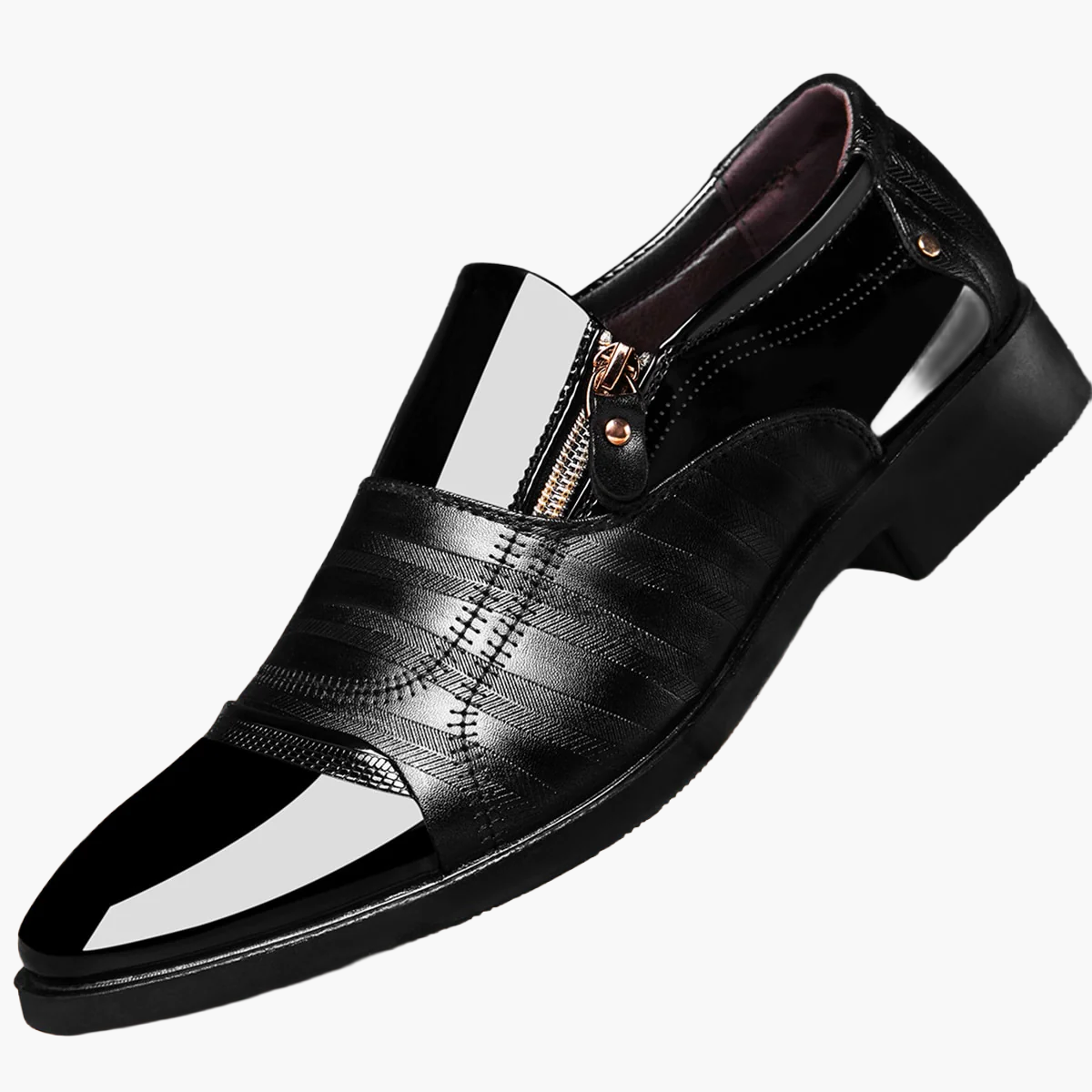 Scarpe eleganti da uomo stile inglese con punta appuntita e chiusura lampo
