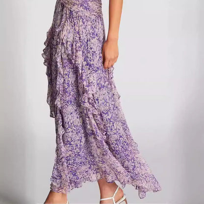 Lisa – Robe en Chiffon V-cou à Épaules Dégagées pour Femmes
