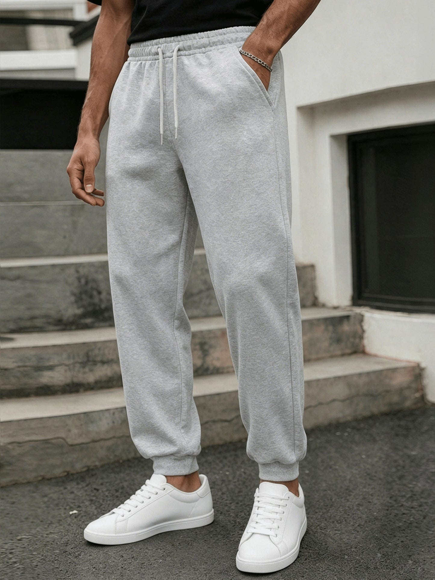 Pantaloni da jogging uomo taglio dritto stile urbano per sport e relax