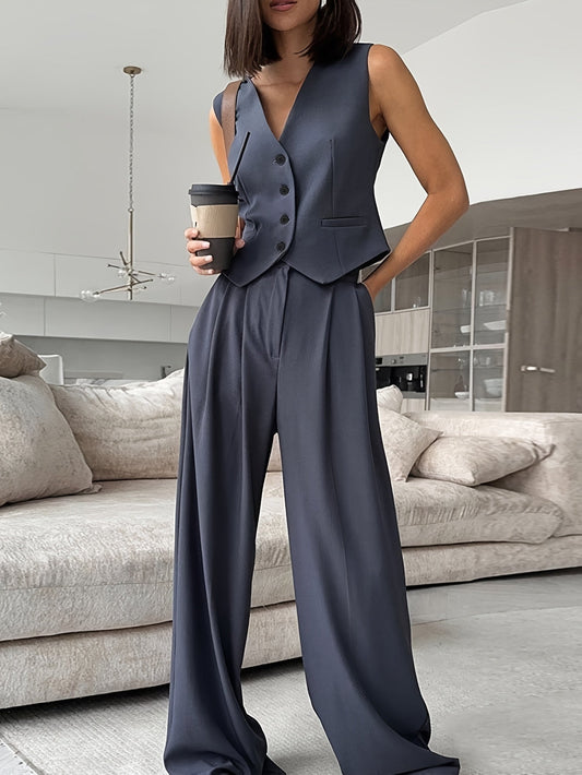 Elegant women's tailored pantsuit, chic business style