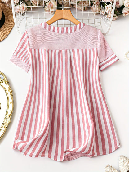Blusa femenina elegante a rayas estilo casual para el verano