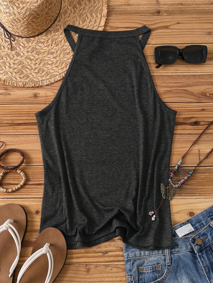 Débardeur Femme Style Bohème Casual - Motif Soleil et Message Positif - Idéal Été et Vacances