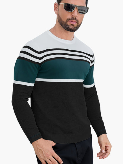Pull-over décontracté homme à rayures style moderne pour usage quotidien