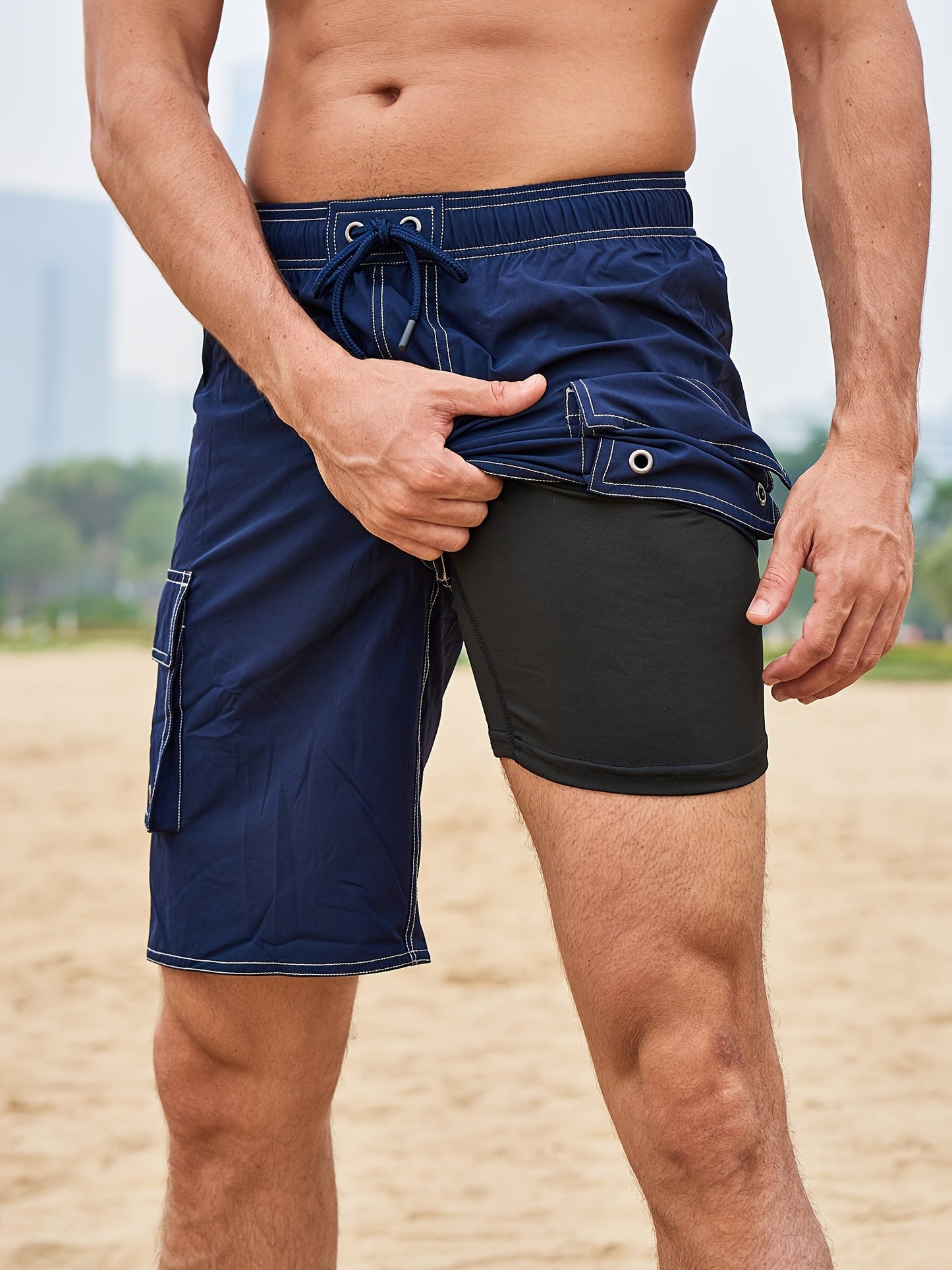 Męskie sportowe kąpielówki z podszewką zapobiegającą otarciom i kieszenią – idealne na plażę i basen