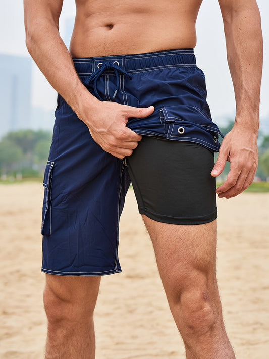 Costume da bagno uomo sportivo con fodera anti-sfregamento e tasca – Ideale per spiaggia e piscina