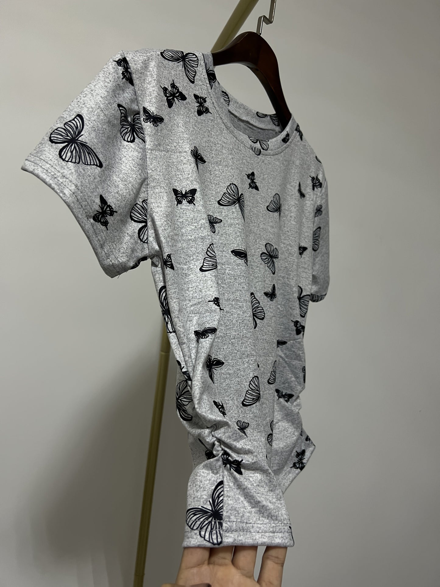 T-shirt Femme Style Vacances Motif Papillons Manches Courtes Ajusté