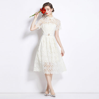 Robe élégante en dentelle mi-longue pour femme – Style soirée et cocktail chic
