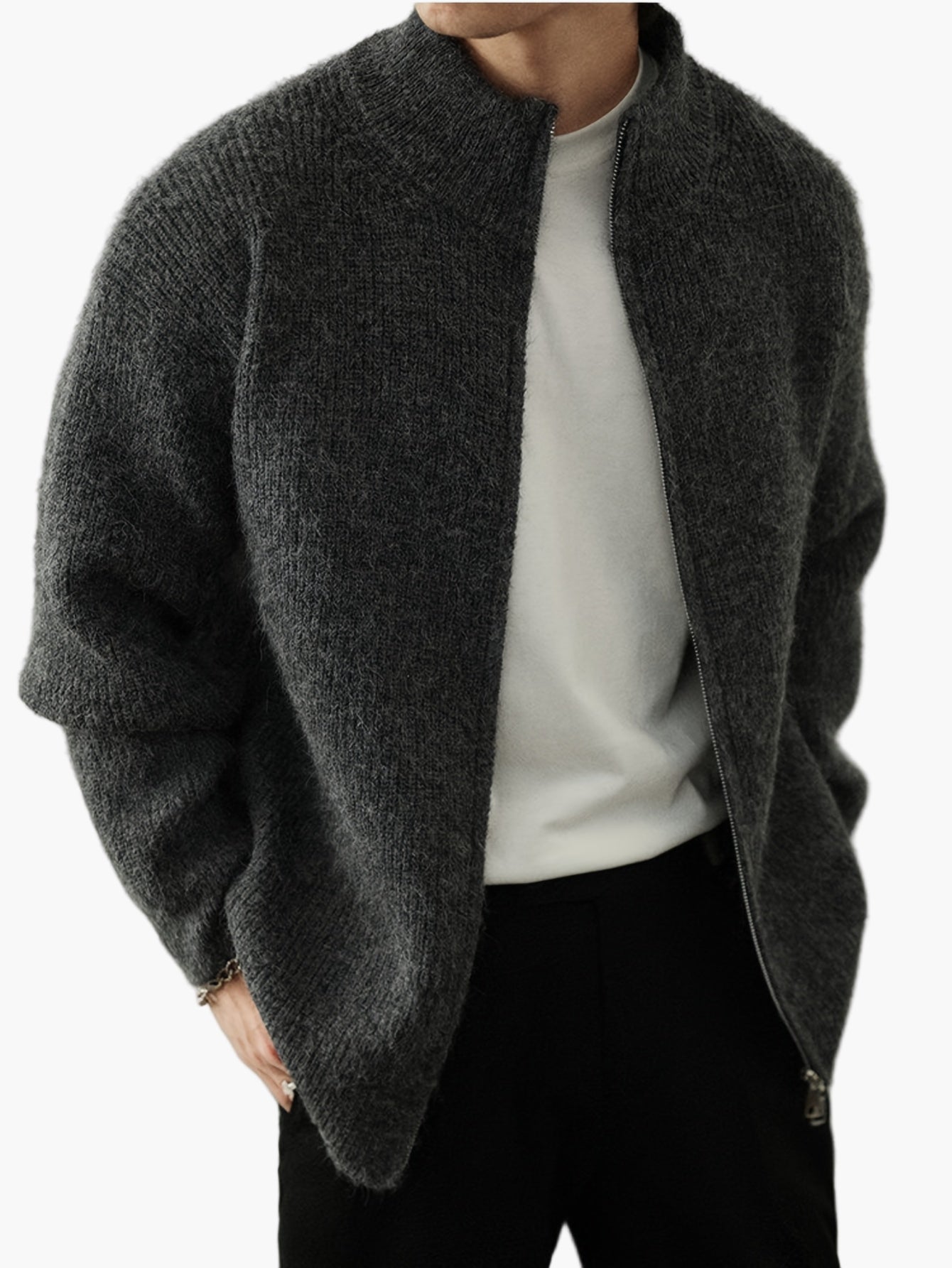 Gilet zippé col montant style décontracté pour homme – idéal toute saison