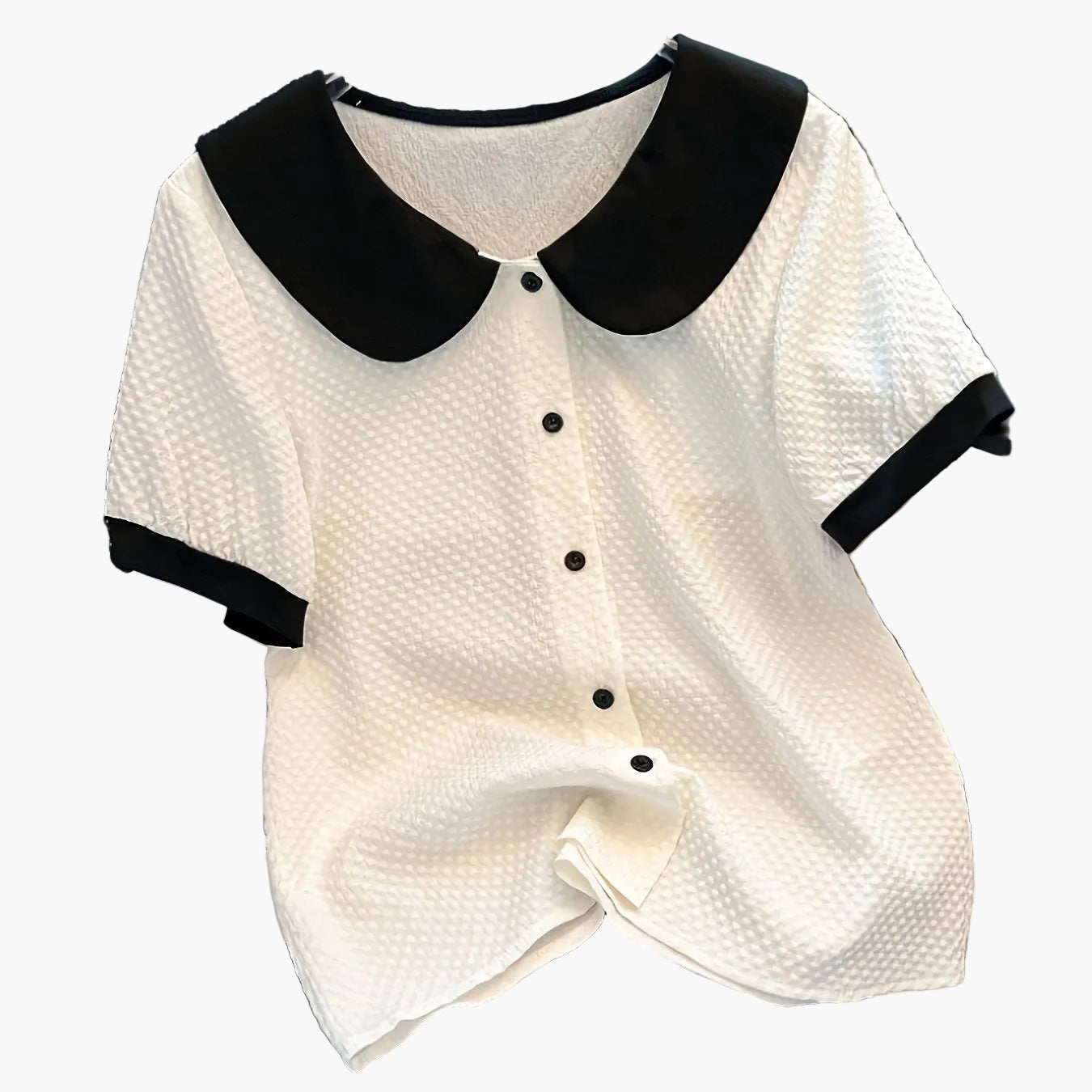Chemisier élégant pour femme à col Claudine style rétro, manches courtes, idéal pour le bureau ou les sorties