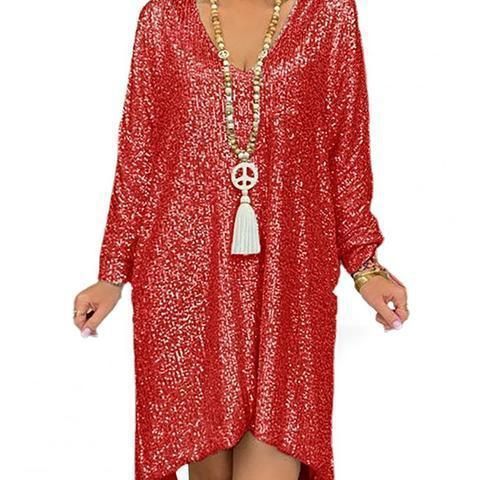 Robe Femme Élégante à Sequins Style Décontracté Chic pour Occasions et Soirées