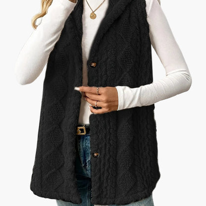 Gilet sans manches à capuche style torsadé pour femme, élégant et décontracté