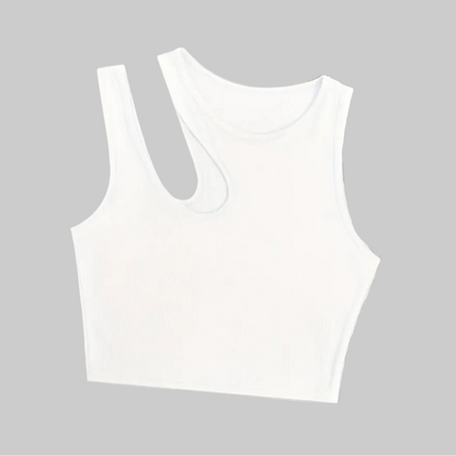 Women's trendy asymmetrical style tank top for summer - cropped fit, sexy and modern look