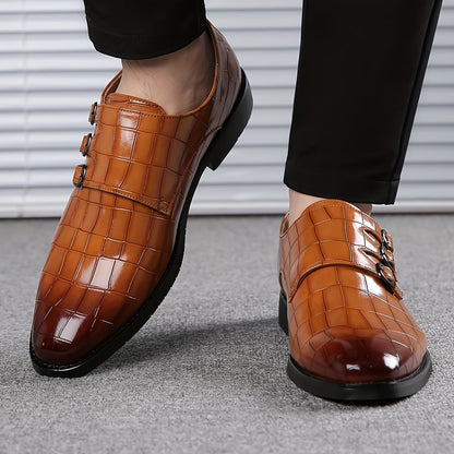 Scarpe eleganti da uomo con tripla fibbia stile vintage – eleganza formale e urbana