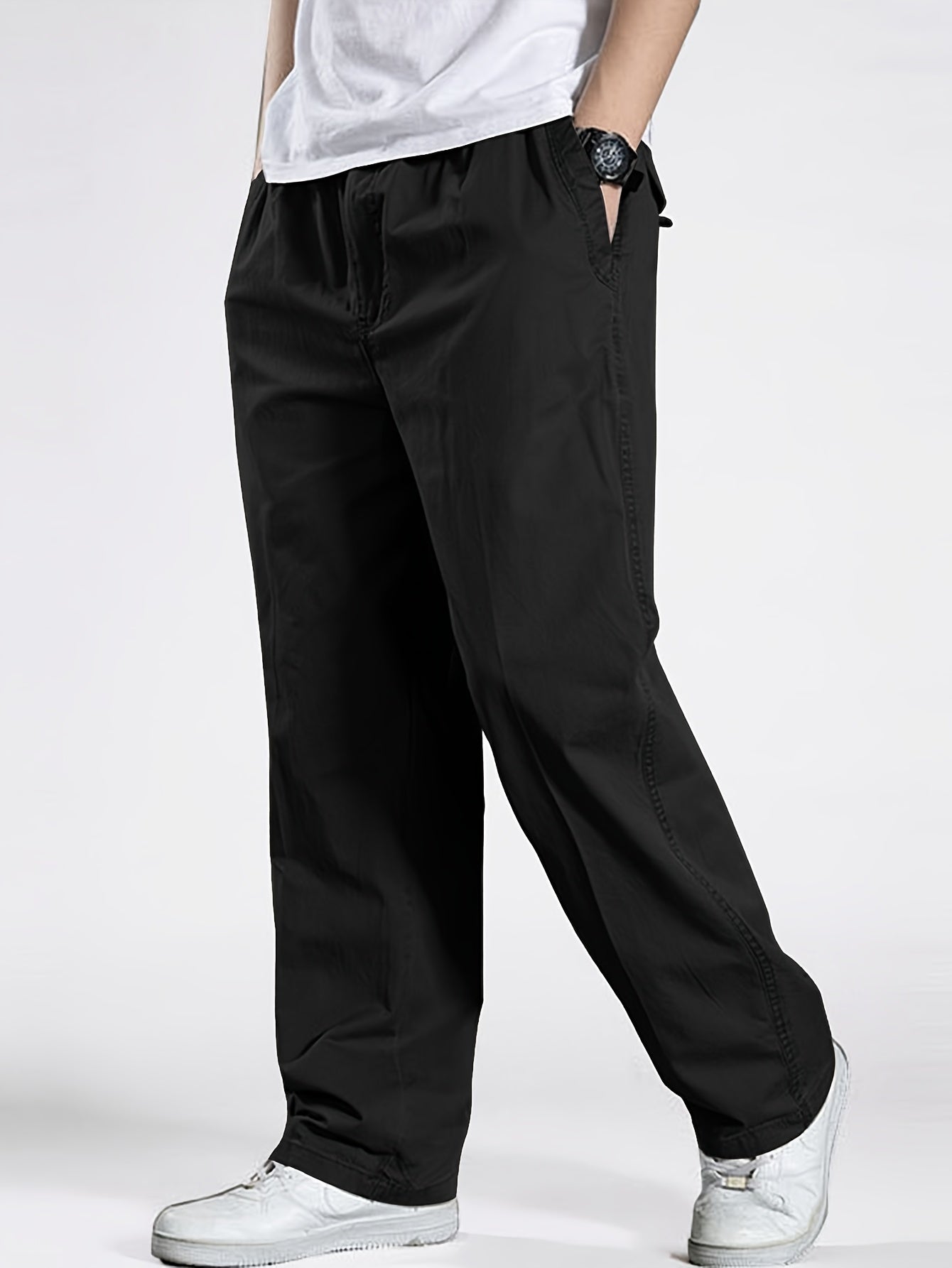 Pantalón casual para hombre con cintura elástica, corte holgado, ideal para ocio y descanso