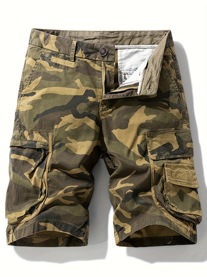 Kort cargo camouflage-stil militærbukser til mænd – Ideel til udendørs, fritid og ferie