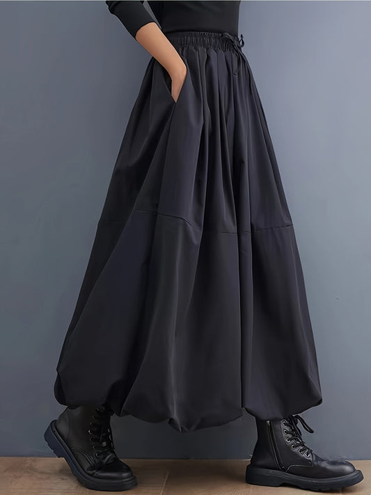 Falda larga amplia para mujer estilo bohemio chic con bolsillos elegantes