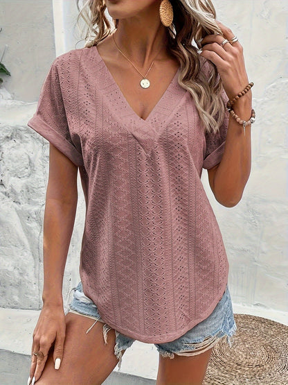Blusa Donna Elegante Collo a V Stile Casual per Primavera Estate