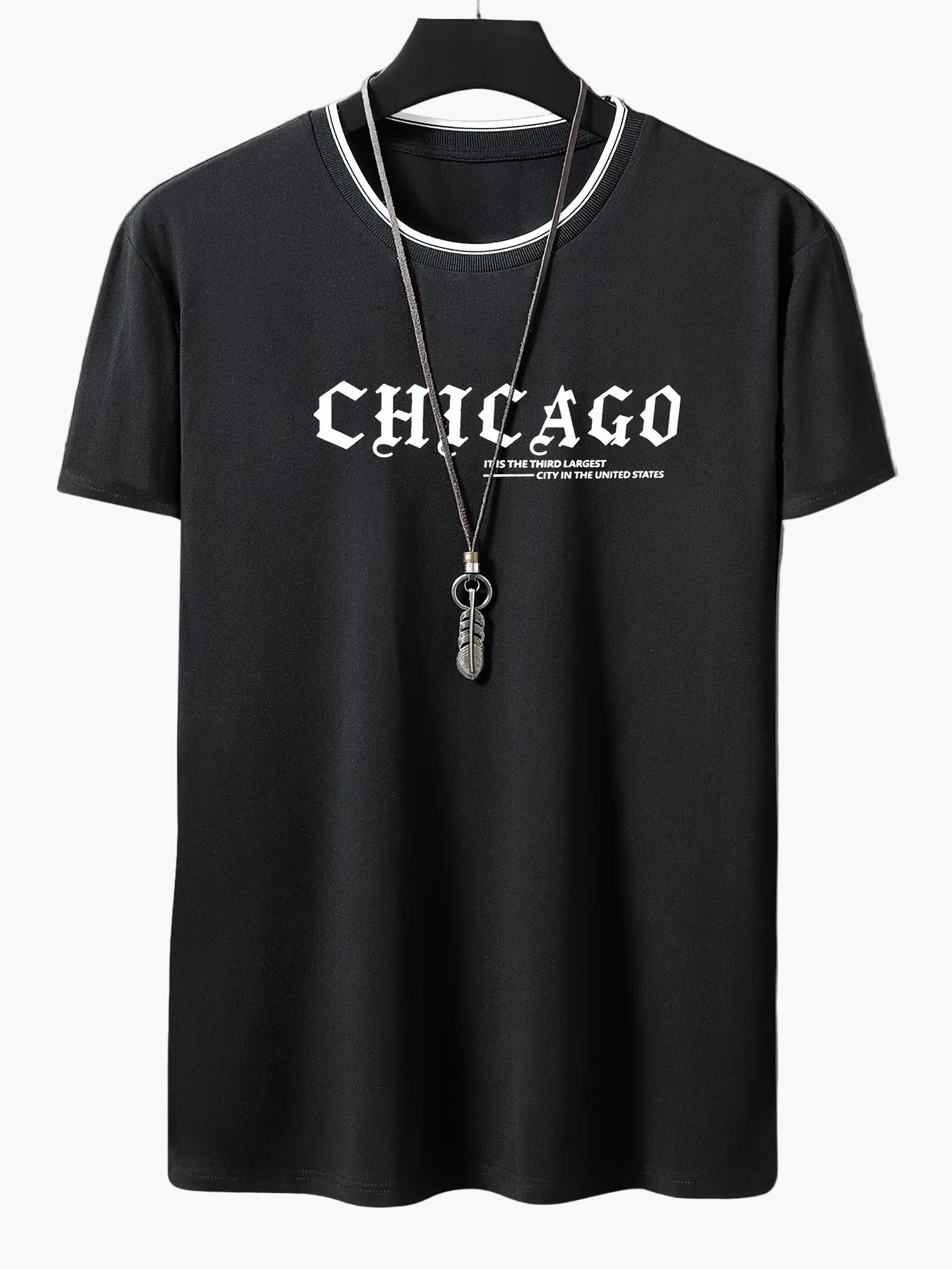 T-shirt homme style urbain imprimé CHICAGO tendance décontractée