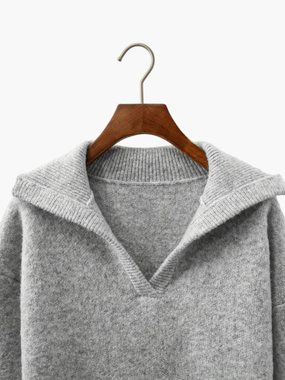 Pull vintage à col V style décontracté pour femme - idéal automne hiver