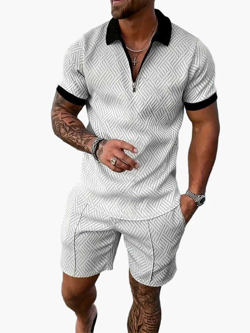 Conjunto de polo y pantalón corto estilo informal para hombre – Elegancia relajada de verano