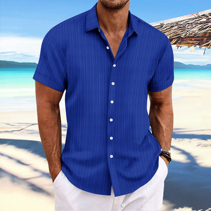 Dennis – Chemise décontractée à rayures en coton et lin