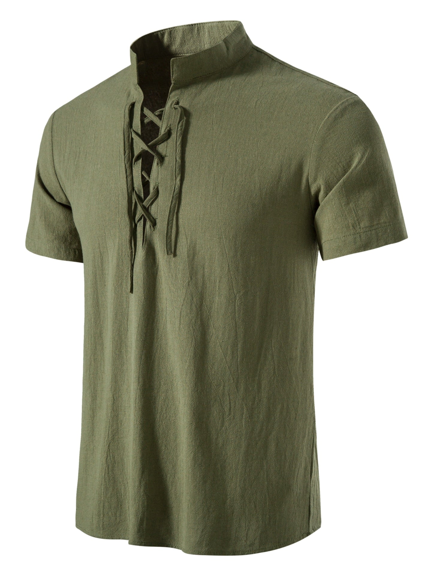 Camicia casual uomo maniche corte stile allacciato collo alla coreana per l'estate