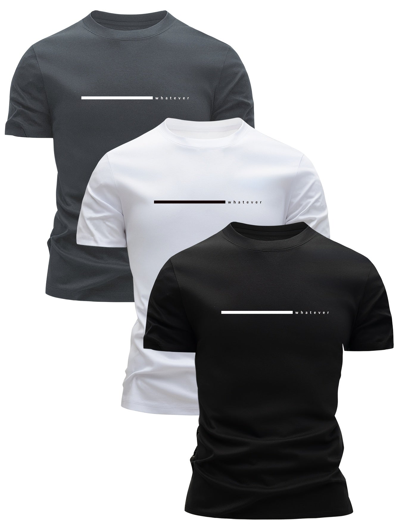 Herret-shirt i afslappet stil med moderne "whatever" tryk til hverdag