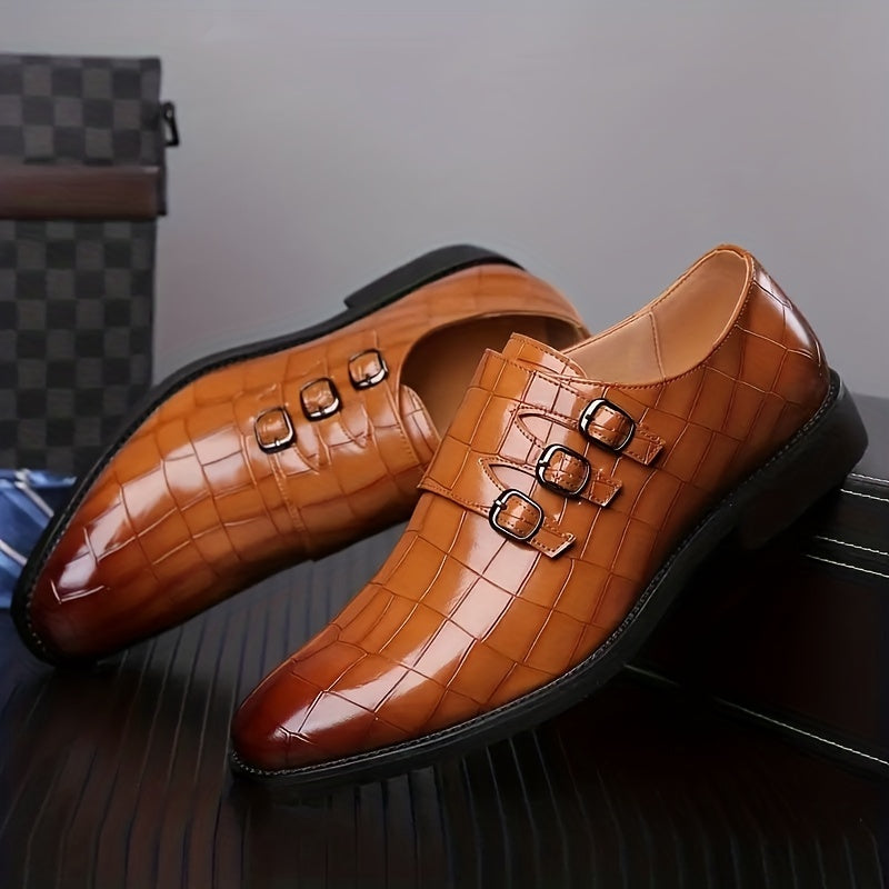 Scarpe eleganti da uomo con tripla fibbia stile vintage – eleganza formale e urbana