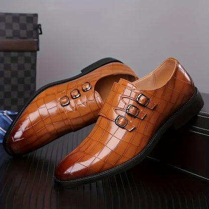 Scarpe eleganti da uomo con tripla fibbia stile vintage – eleganza formale e urbana