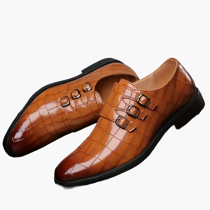 Scarpe eleganti da uomo con tripla fibbia stile vintage – eleganza formale e urbana