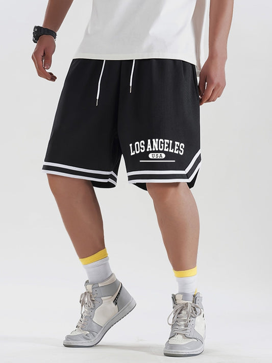 Pantaloncini sportivi casual da uomo stile basket con stampa Los Angeles
