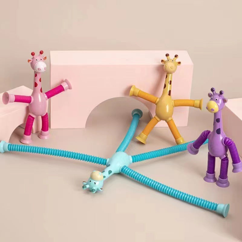 Jouet Girafe Télescopique à Ventouse pour Bébé et Enfant – Jouet Éducatif et Sensoriel Ludique