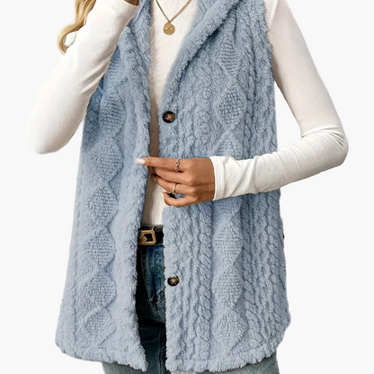 Gilet sans manches à capuche style torsadé pour femme, élégant et décontracté