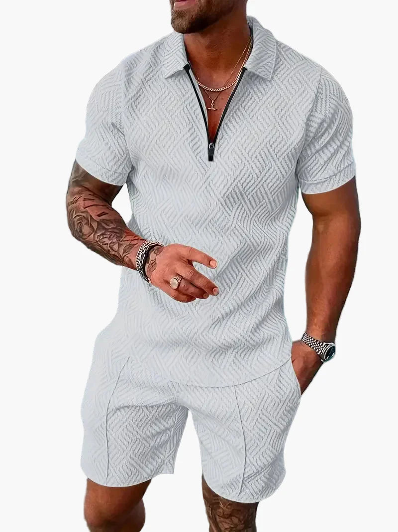 Conjunto de polo y pantalón corto estilo informal para hombre – Elegancia relajada de verano