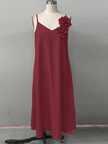 Robe élégante femme style bohème à fleurs 3D épaules, décontractée pour printemps et été