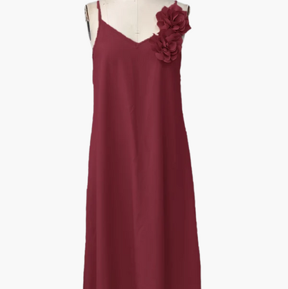 Robe élégante femme style bohème à fleurs 3D épaules, décontractée pour printemps et été