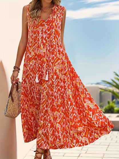 Robe Femme Élégante Sans Manches Style Bohème pour Été et Printemps