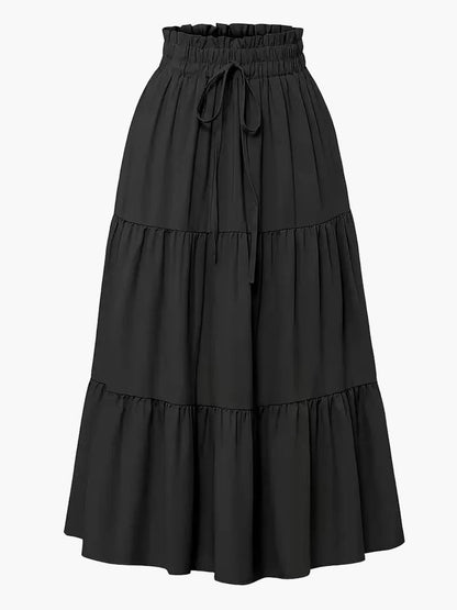 Jupe Longue Femme Élégante Taille Haute à Volants, Style Printemps Été, Idéale pour Loisirs et Sorties
